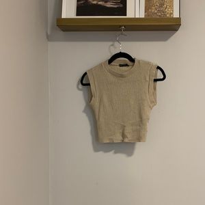 Nasty Gal Tan Cropped Sweater Size M